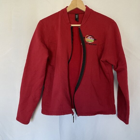 Silver for Her Big Sky Montana Red Jacket Size L full zip casual fleece jumper - Picture 1 of 8